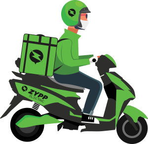 Zypp e-scooter with the delivery boy
